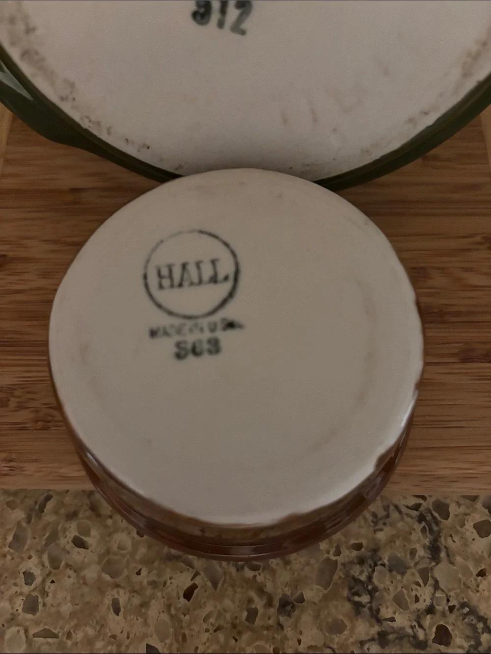 Vintage Hall Pottery Brown & Green 2 Piece Ceramic Bakeware Au Gratin & Ramekin